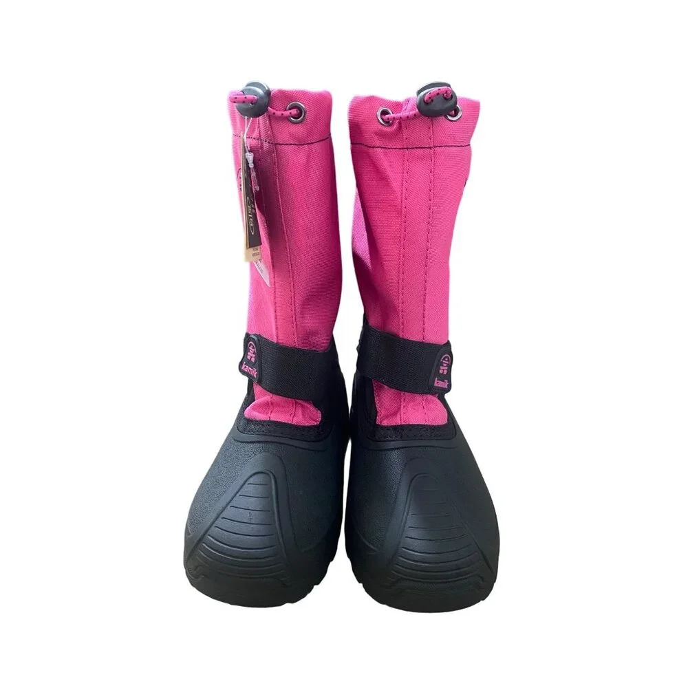 Kamik Snowfox Waterproof Snow Boots Black/Magenta size 4 NEW WITH TAGS
